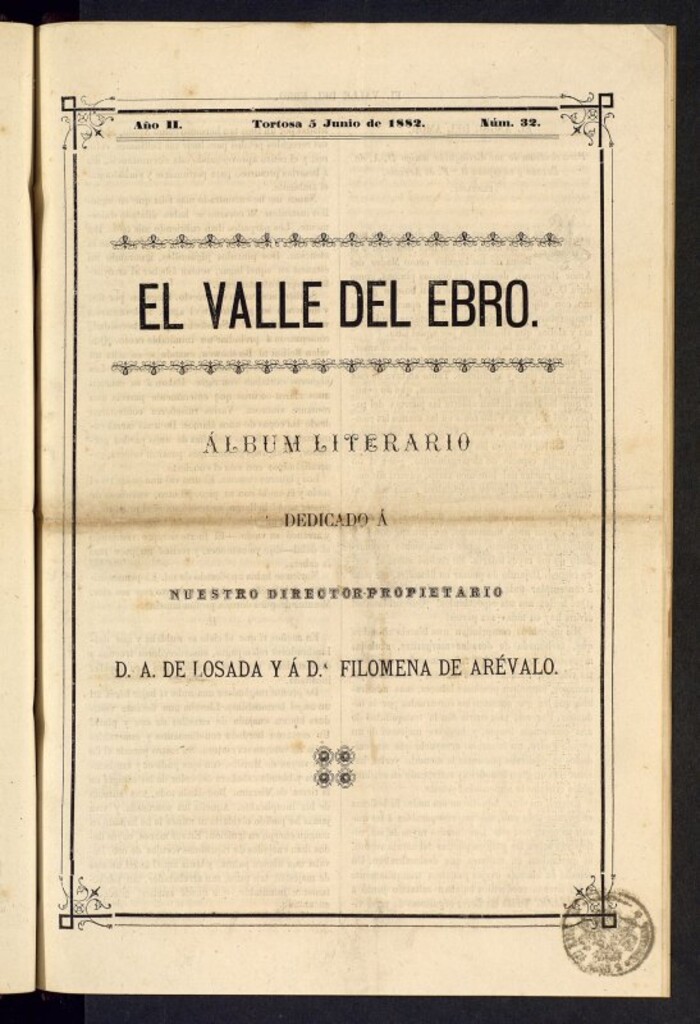 Miniatura de El Valle del Ebro : revista literaria semana, de 5 de junio de 1882, nº 32