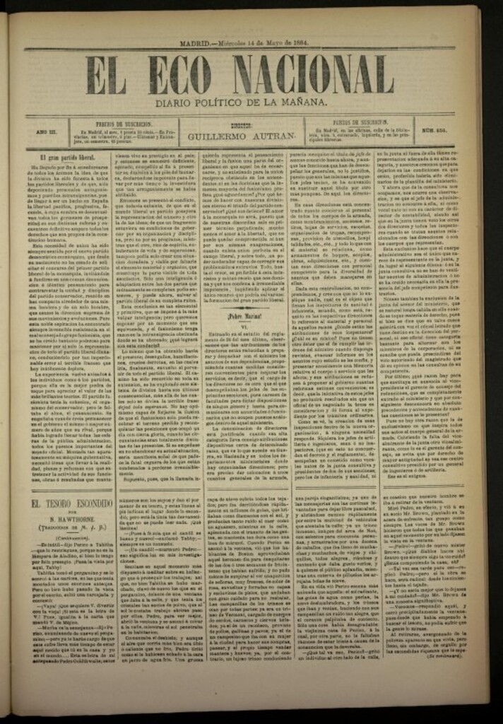 Miniatura de El Eco Nacional de 14 de mayo de 1884, nº 656
