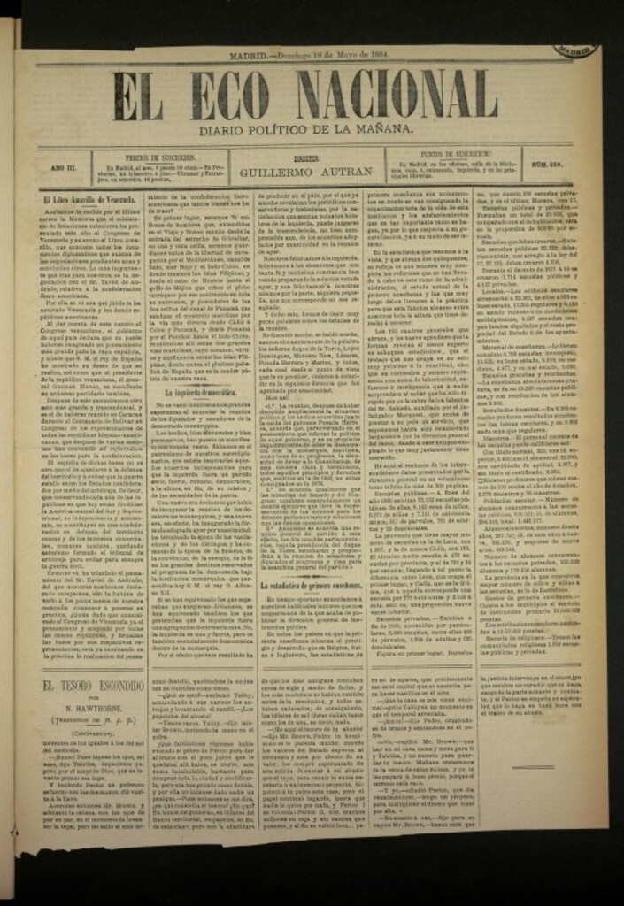 Miniatura de El Eco Nacional de 18 de mayo de 1884, nº 659