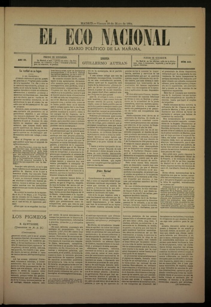 Miniatura de El Eco Nacional de 30 de mayo de 1884, nº 668