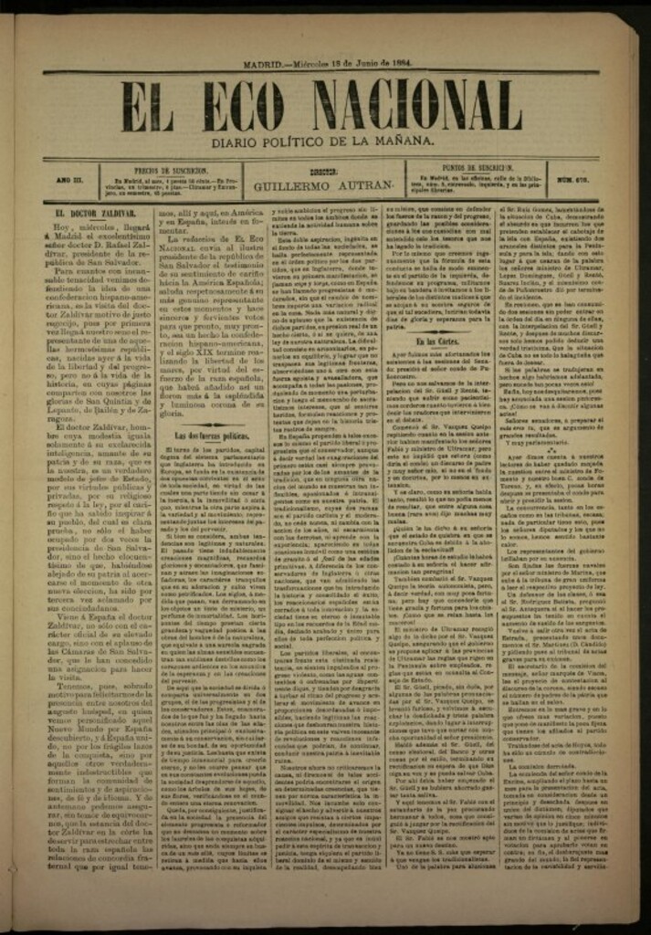 Miniatura de El Eco Nacional de 18 de junio de 1884, nº 678