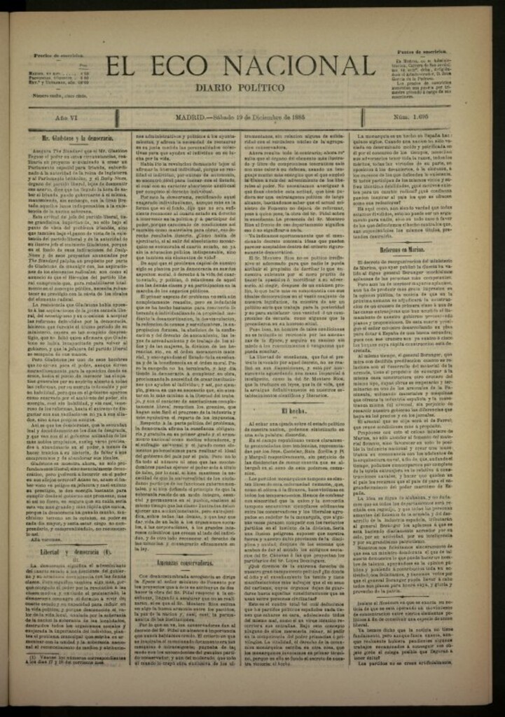 Miniatura de El Eco Nacional de 19 de diciembre de 1885, nº 1695