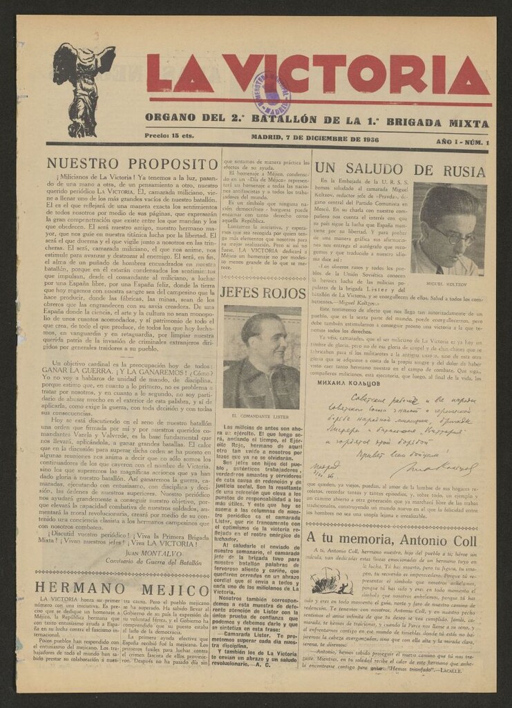 Miniatura de La Victoria: órgano del 2º Batallón de la 1ª Brigada Mixta