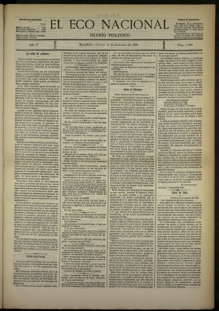 Miniatura de El Eco Nacional de 11 de septiembre de 1886, nº 1835