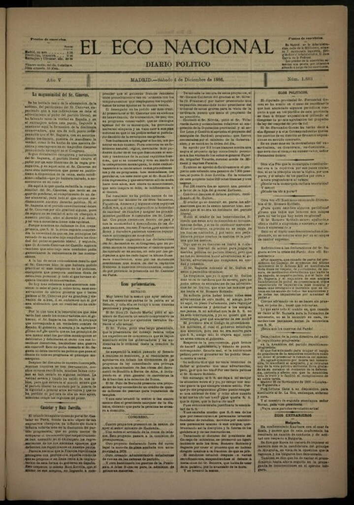Miniatura de El Eco Nacional de 4 de diciembre de 1886, nº 1883
