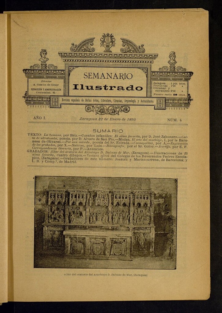 Miniatura de Semanario Ilustrado del 22 de enero de 1893, nº 4