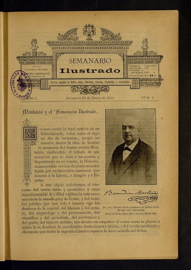 Miniatura de Semanario Ilustrado del 29 de enero de 1893, nº 5