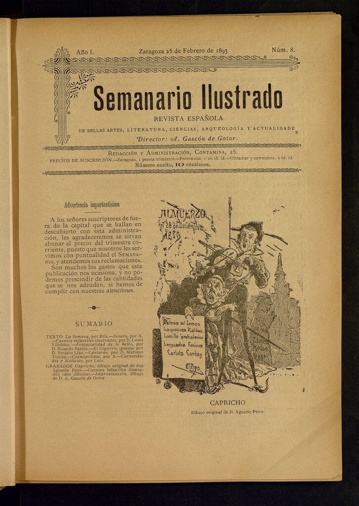 Miniatura de Semanario Ilustrado del 25 de febrero de 1893, nº 8