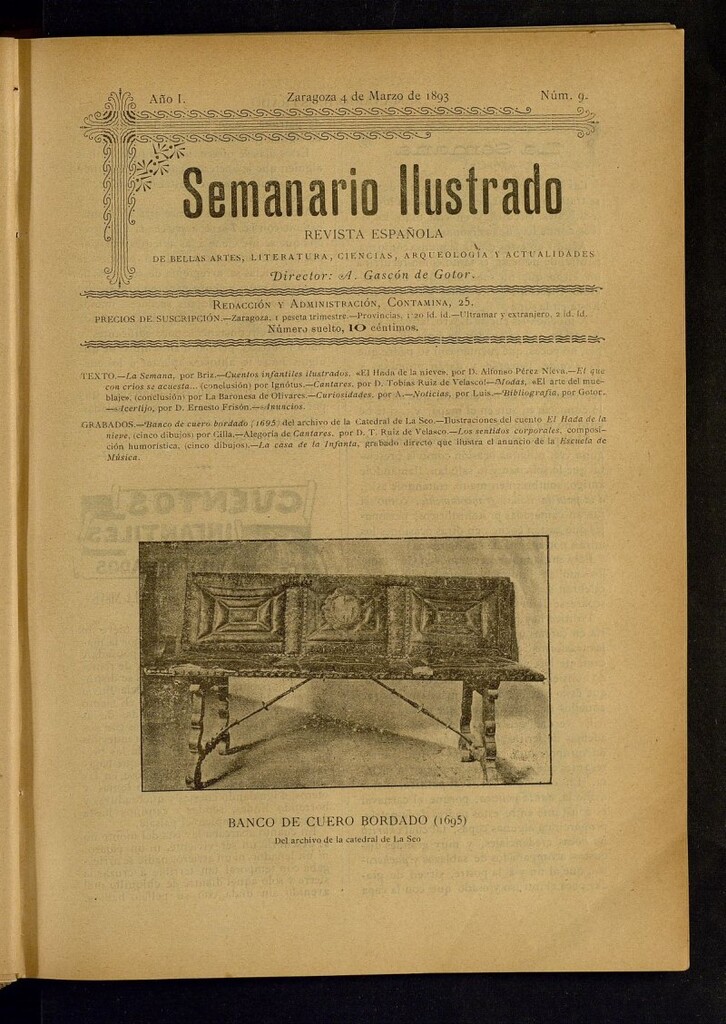 Miniatura de Semanario Ilustrado del 4 de marzo de 1893, nº 9.