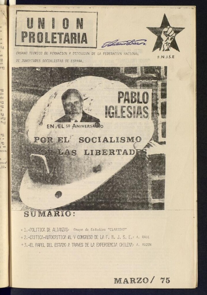 Miniatura de Unión Proletaria : Revista de Formación y Discusión Socialista de marzo de 1975, nº 3
