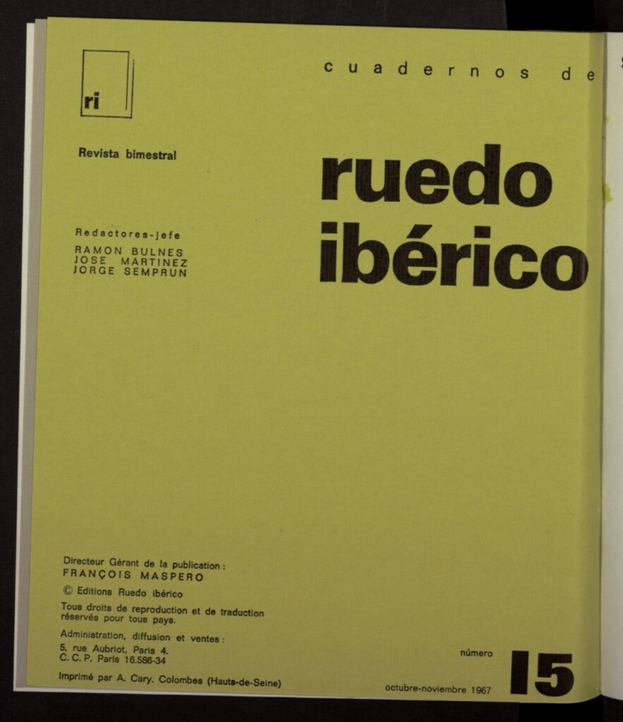 Miniatura de Cuadernos de Ruedo ibérico de octubre-noviembre de 1967, nº 15