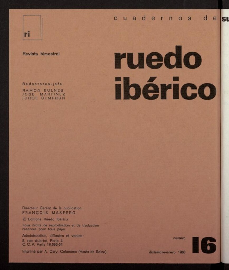 Miniatura de Cuadernos de Ruedo ibérico de diciembre de 1967-enero de 1968, nº 16