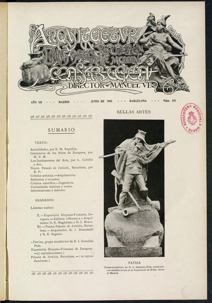 Miniatura de Arquitectura y Construcción : revista técnica quincenal de junio de 1908