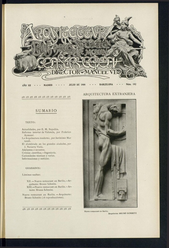 Miniatura de Arquitectura y Construcción : revista técnica quincenal de julio de 1908