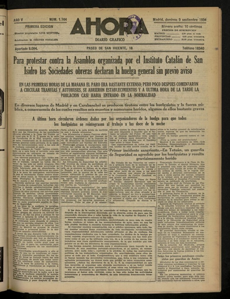 Miniatura de Ahora: diario gráfico del 9 de septiembre de 1934, nº 1164