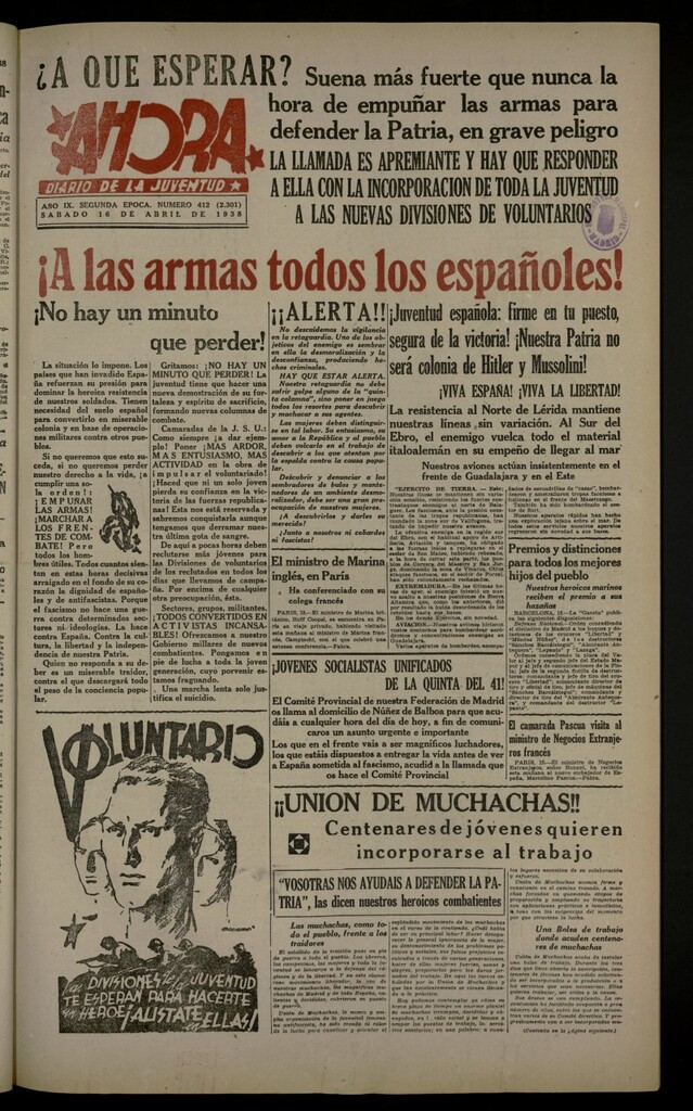 Miniatura de Ahora: diario gráfico del 16 de abril de 1938, nº 412