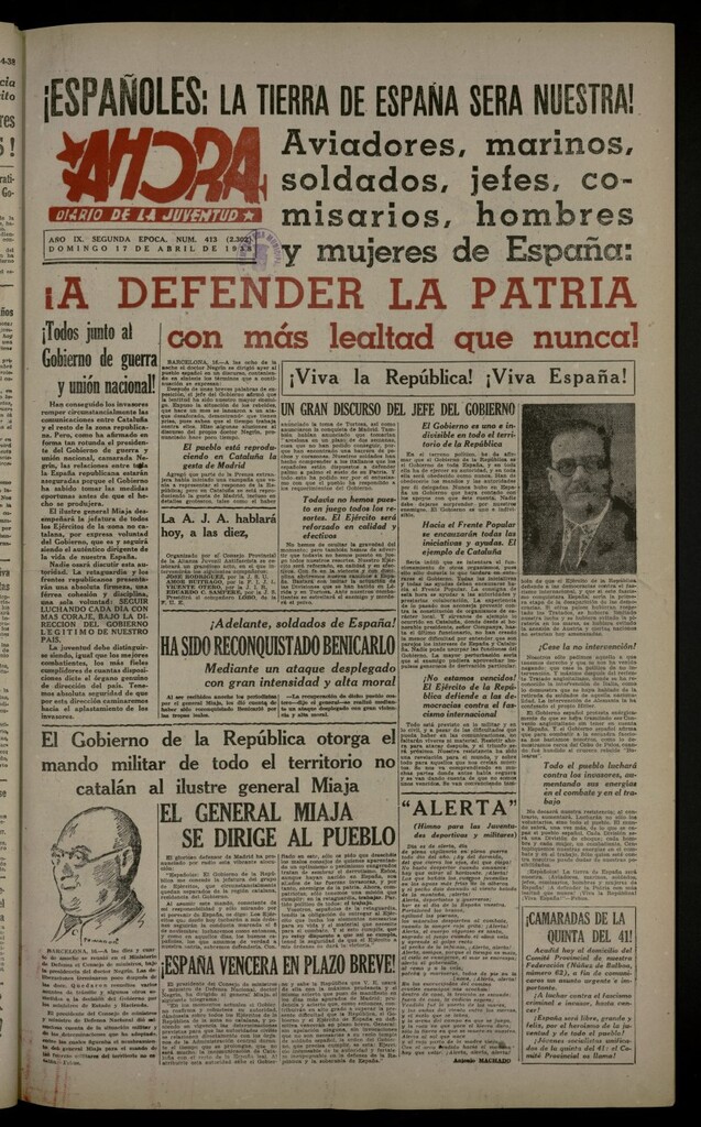 Miniatura de Ahora: diario gráfico del 17 de abril de 1938, nº 413