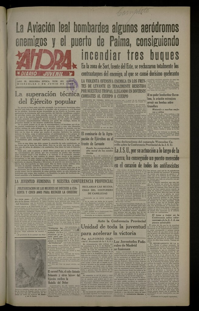 Miniatura de Ahora: diario gráfico del 1 de junio de 1938, nº 451