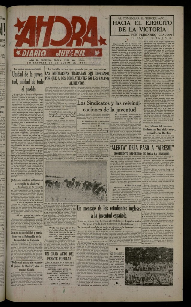 Miniatura de Ahora: diario gráfico del 20 de julio de 1938, nº 494