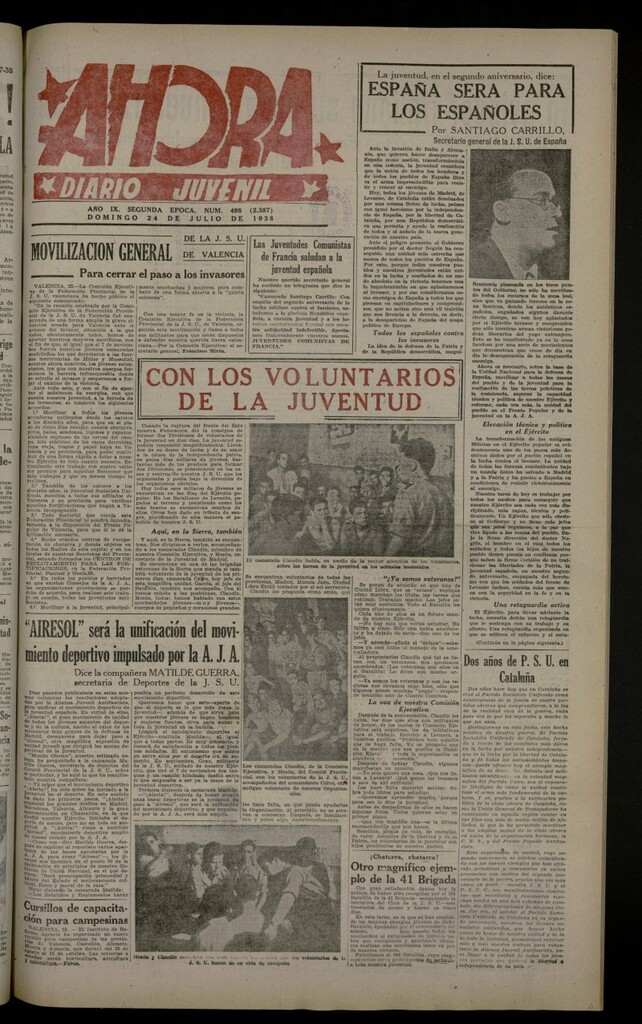 Miniatura de Ahora: diario gráfico del 24 de julio de 1938, nº 498