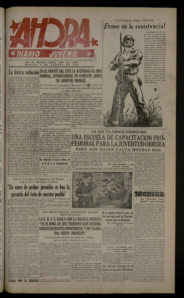 Miniatura de Ahora: diario gráfico del 9 de agosto de 1938, nº 512