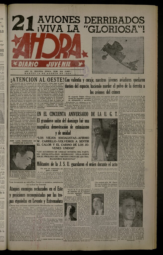 Miniatura de Ahora: diario gráfico del 16 de agosto de 1938, nº 518