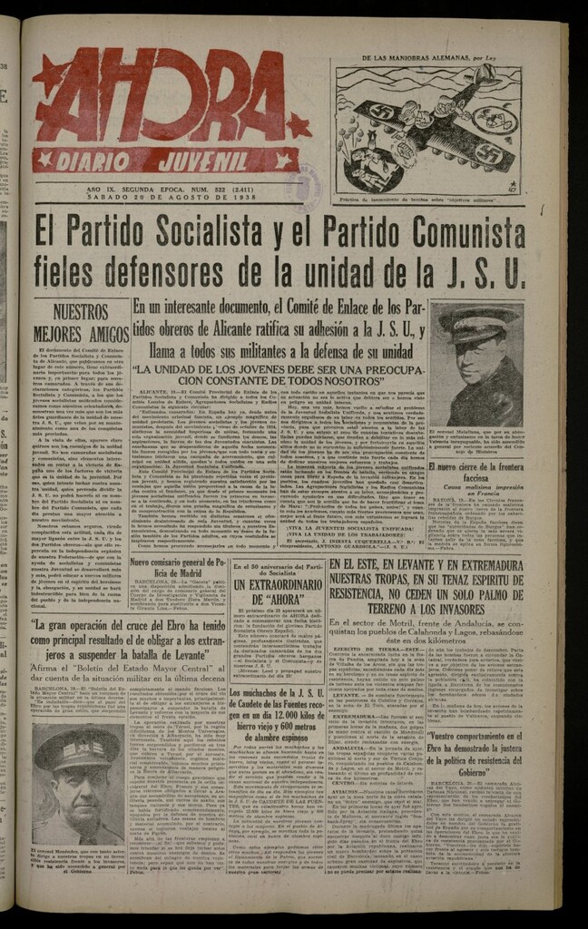 Miniatura de Ahora: diario gráfico del 20 de agosto de 1938, nº 522