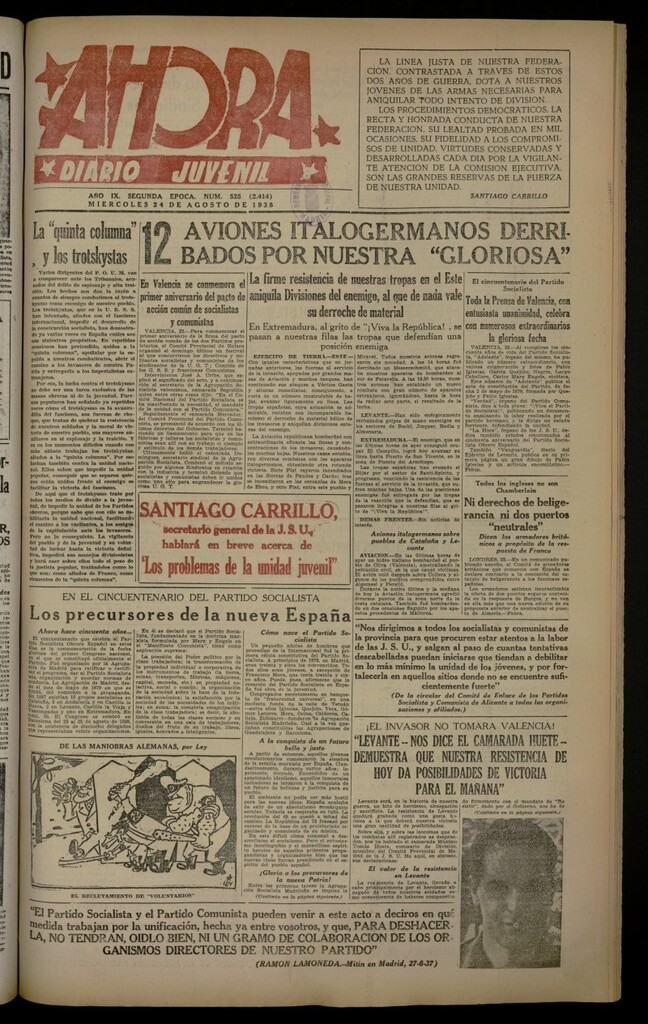 Miniatura de Ahora: diario gráfico del 24 de agosto de 1938, nº 525