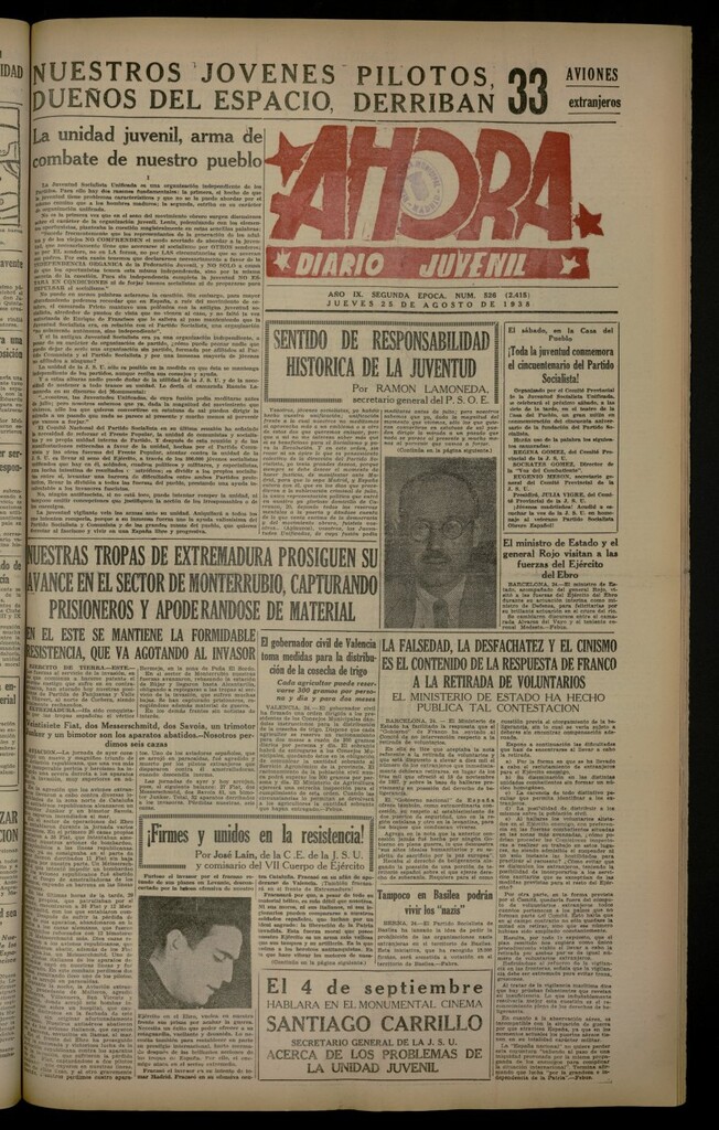 Miniatura de Ahora: diario gráfico del 25 de agosto de 1938, nº 526