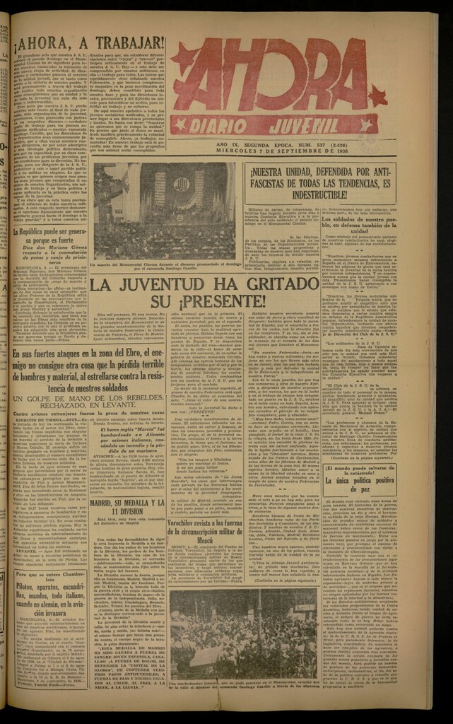 Miniatura de Ahora: diario gráfico del 7 de septiembre de 1938, nº 537