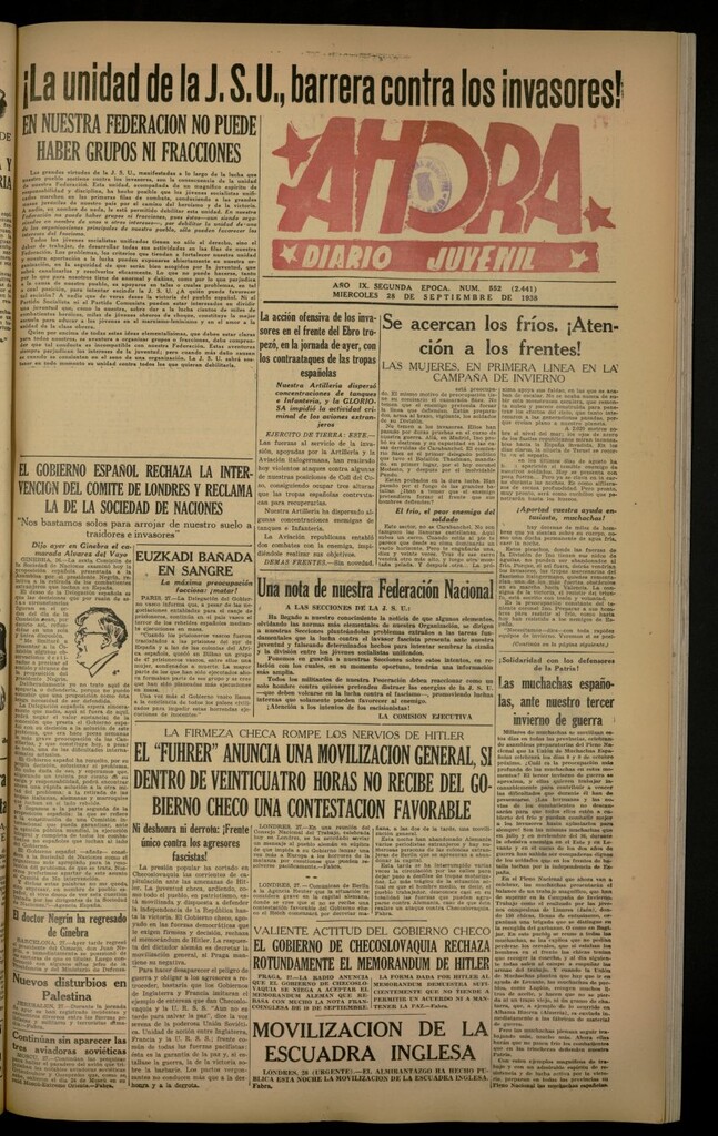Miniatura de Ahora: diario gráfico del 28 de septiembre de 1938, nº 552