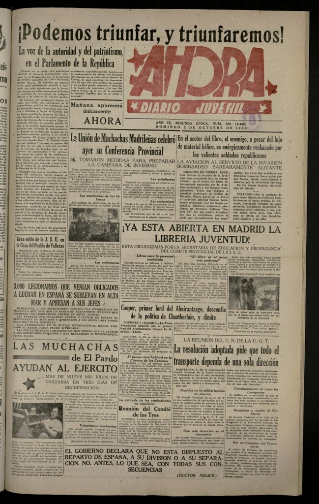 Miniatura de Ahora: diario gráfico del 2 de octubre de 1938, nº 556