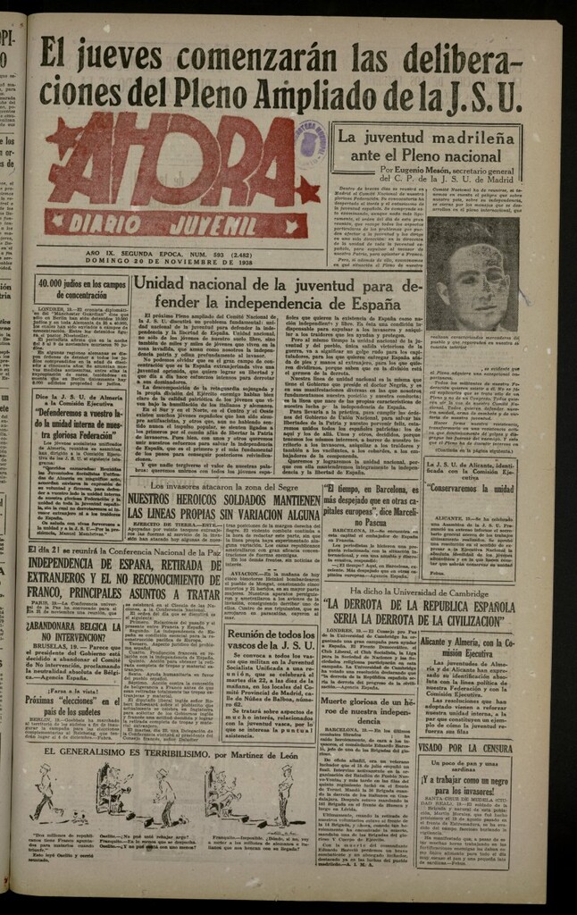 Miniatura de Ahora: diario gráfico del 20 de noviembre de 1938, nº 593