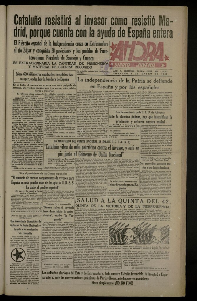 Miniatura de Ahora: diario gráfico del 8 de enero de 1939, nº 627