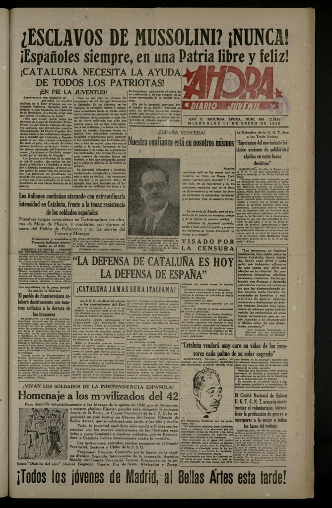 Miniatura de Ahora: diario gráfico del 11 de enero de 1939, nº 629
