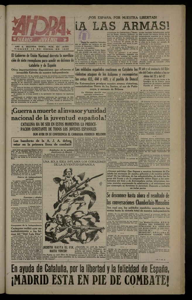 Miniatura de Ahora: diario gráfico del 13 de enero de 1939, nº 631