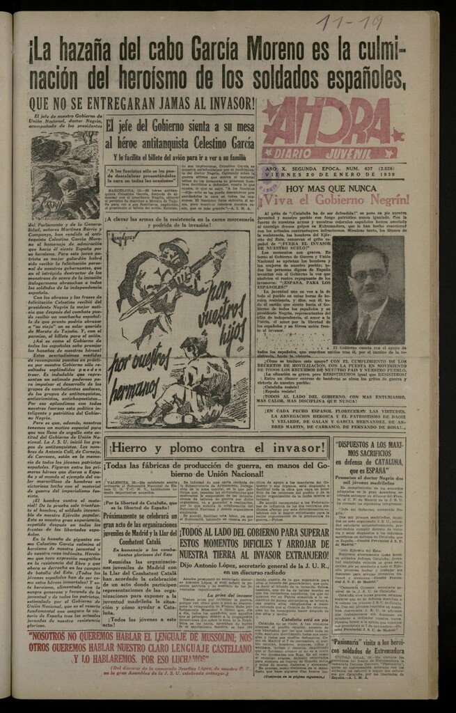 Miniatura de Ahora: diario gráfico del 20 de enero de 1939, nº 637