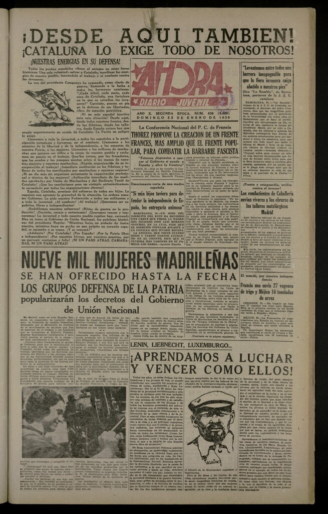 Miniatura de Ahora: diario gráfico del 22 de enero de 1939, nº 639