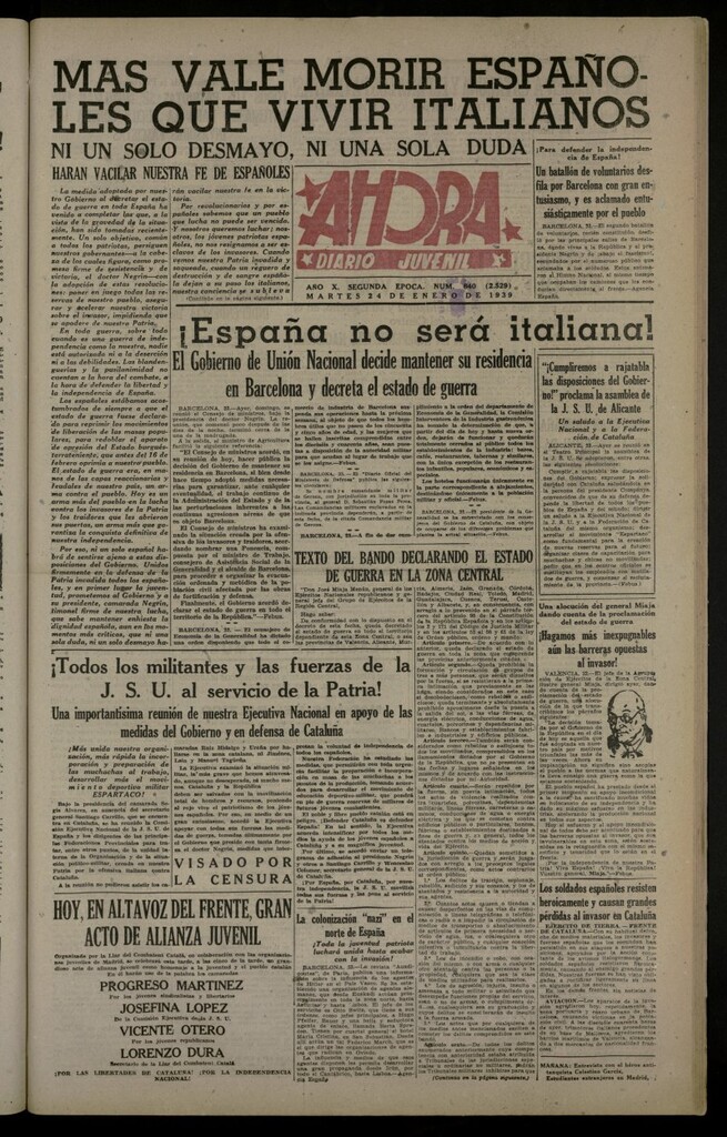 Miniatura de Ahora: diario gráfico del 24 de enero de 1939, nº 640