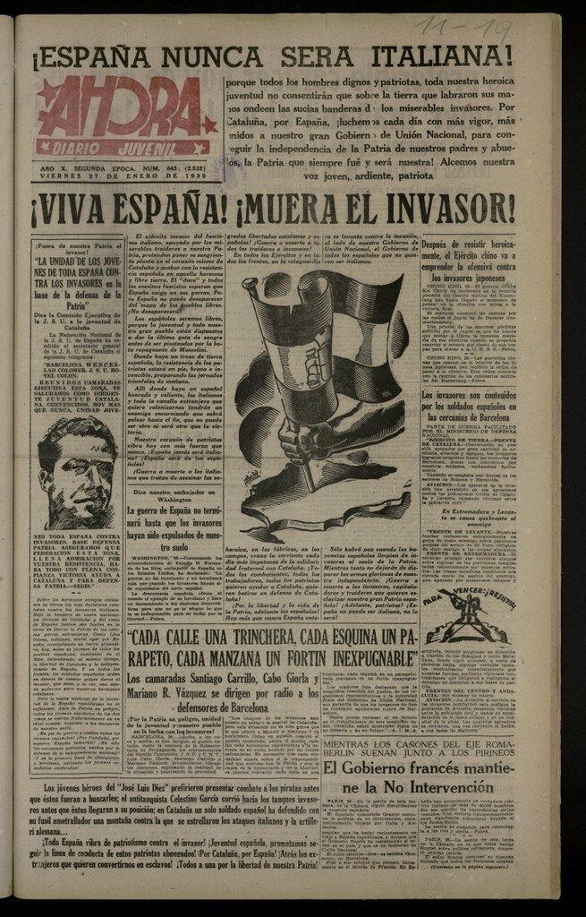 Miniatura de Ahora: diario gráfico del 27 de enero de 1939, nº 643