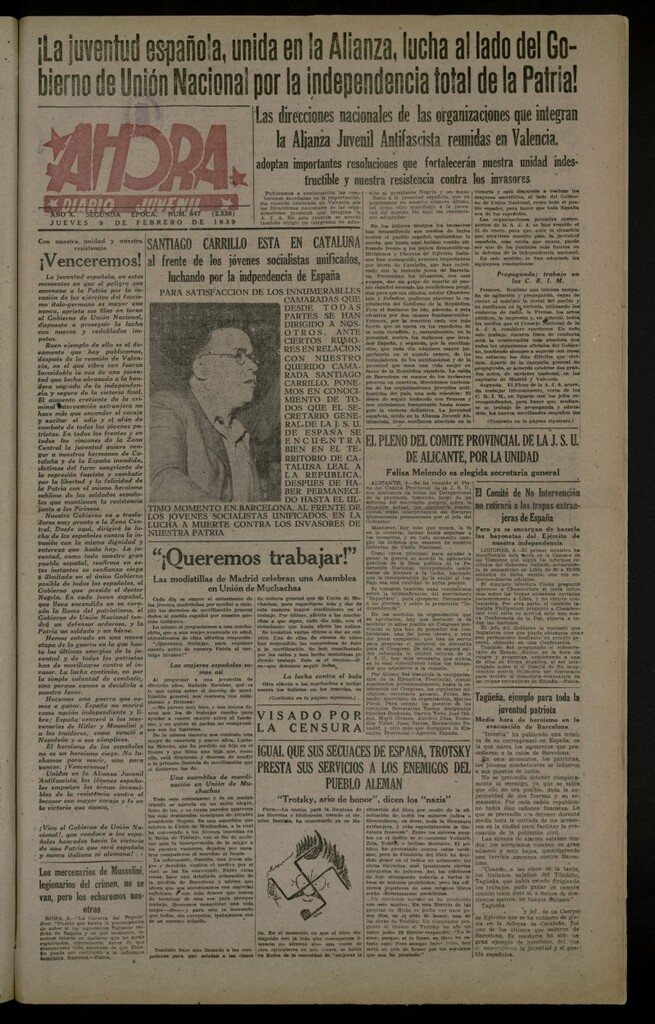 Miniatura de Ahora: diario gráfico del 9 de febrero de 1939, nº 647