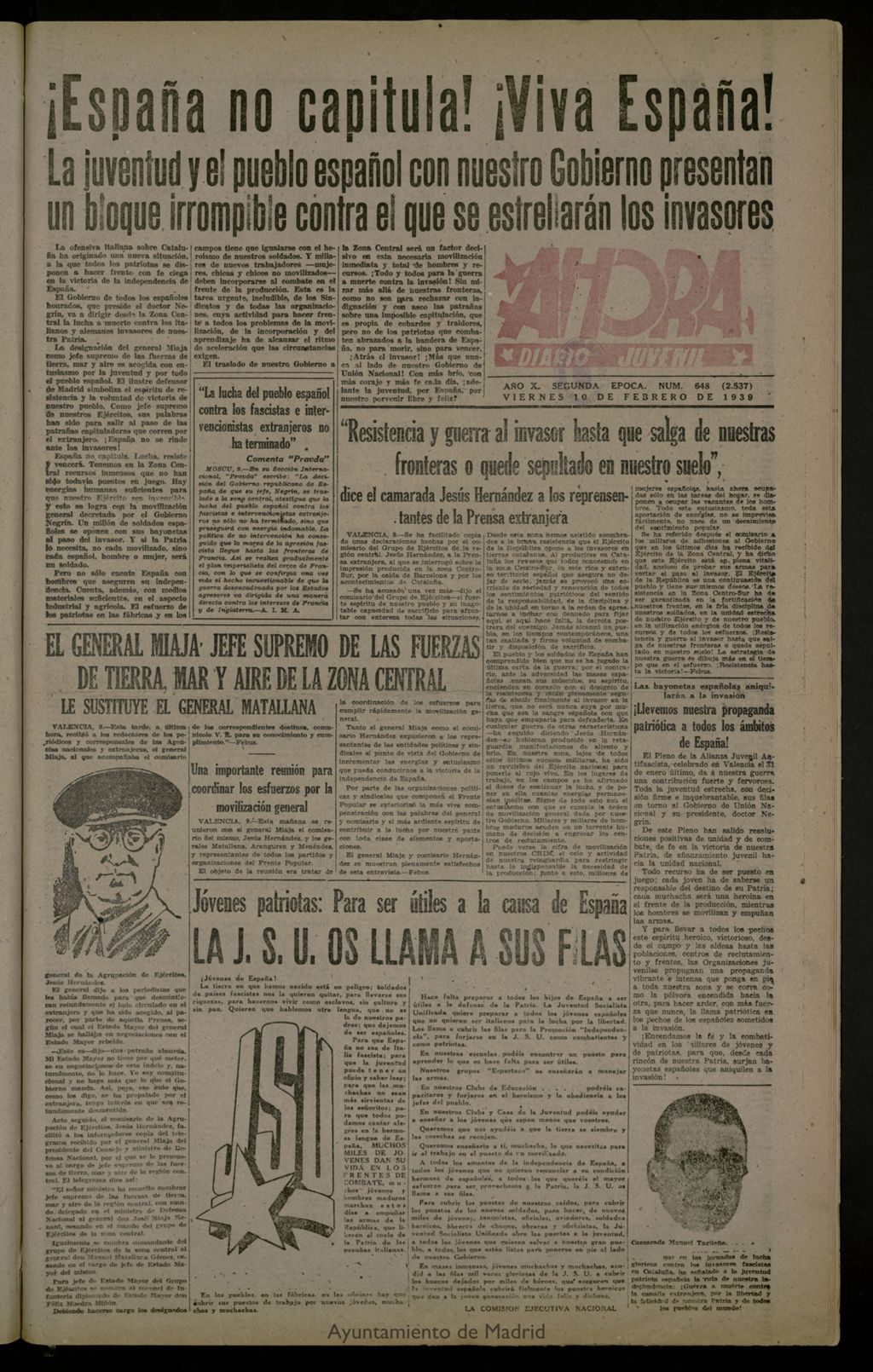 Miniatura de Ahora: diario gráfico del 10 de febrero de 1939, nº 648
