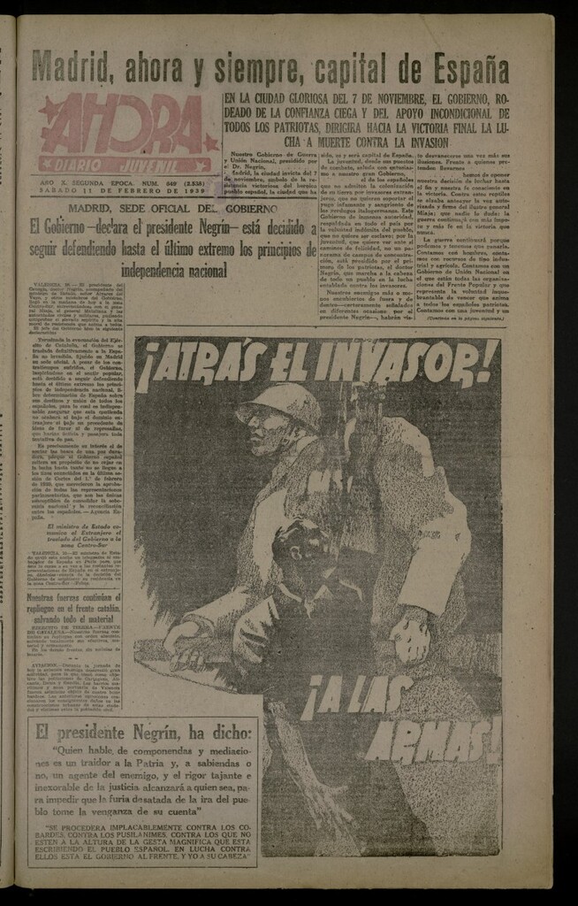 Miniatura de Ahora: diario gráfico del 11 de febrero de 1939, nº 649