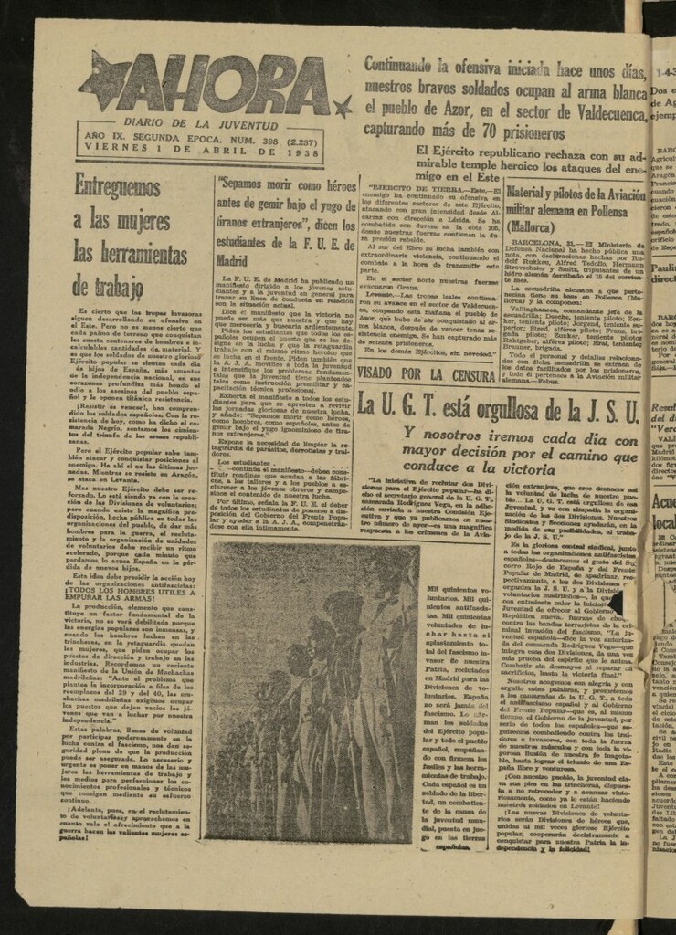 Miniatura de Ahora: diario gráfico del 1 de abril de 1938, nº 398