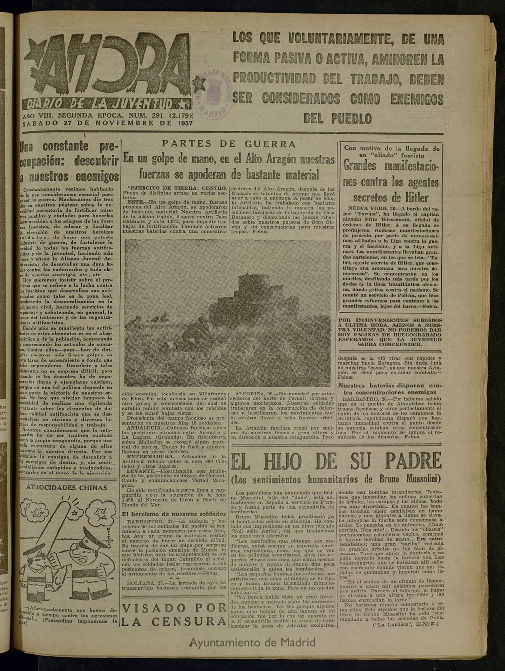 Miniatura de Ahora: diario gráfico del 27 de noviembre de 1937, nº 291