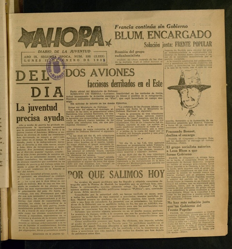 Miniatura de Ahora: diario gráfico del 17 de enero de 1938, nº 335