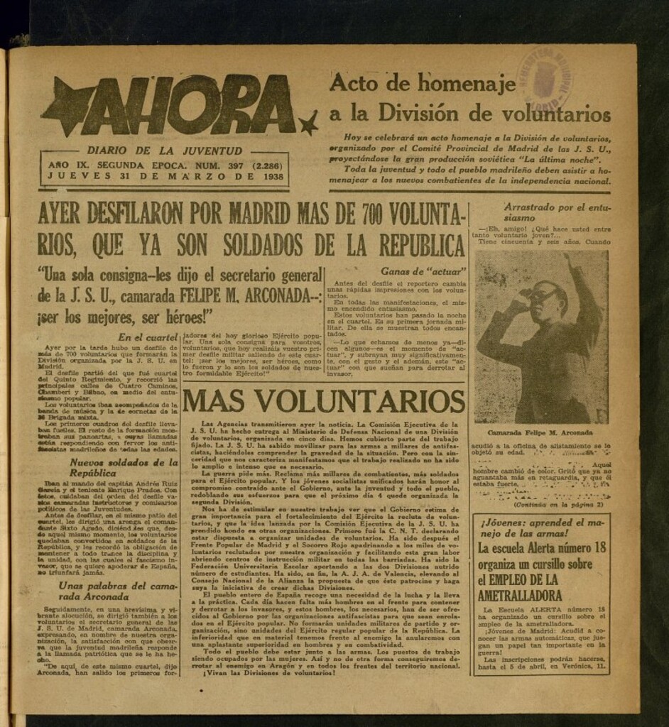 Miniatura de Ahora: diario gráfico del 31 de marzo de 1938, nº 397