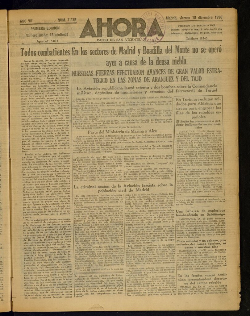 Miniatura de Ahora: diario gráfico del 18 de diciembre de 1936, nº 1875