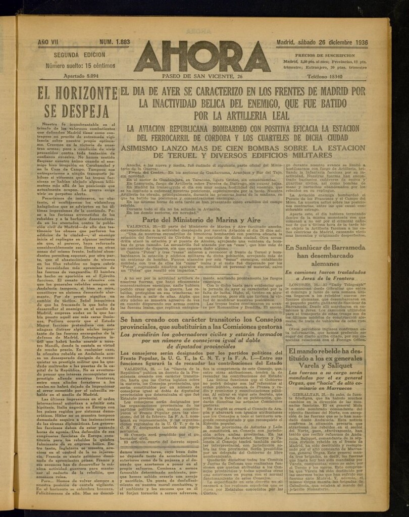 Miniatura de Ahora: diario gráfico del 26 de diciembre de 1936, nº 1883