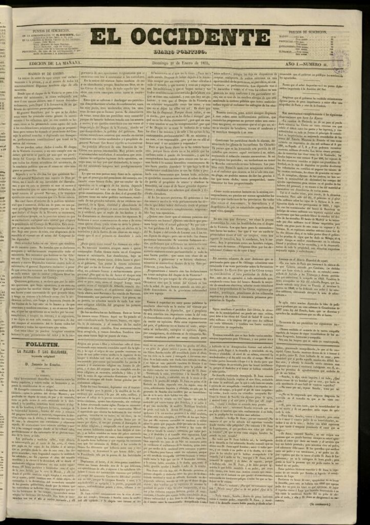 Miniatura de El Occidente: diario político del 21 de enero de 1855, nº 11